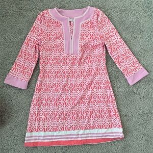 Cabana Life x Talbots Women’s Dress, Size XS, Coral, White, Pink Patern